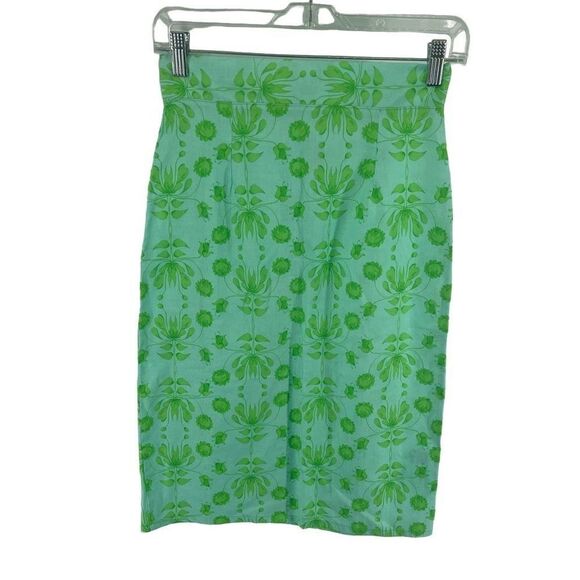 Shabby Apple high waist Floral Skirt Pencil Straight Knee Length Green Size XS - Picture 1 of 8